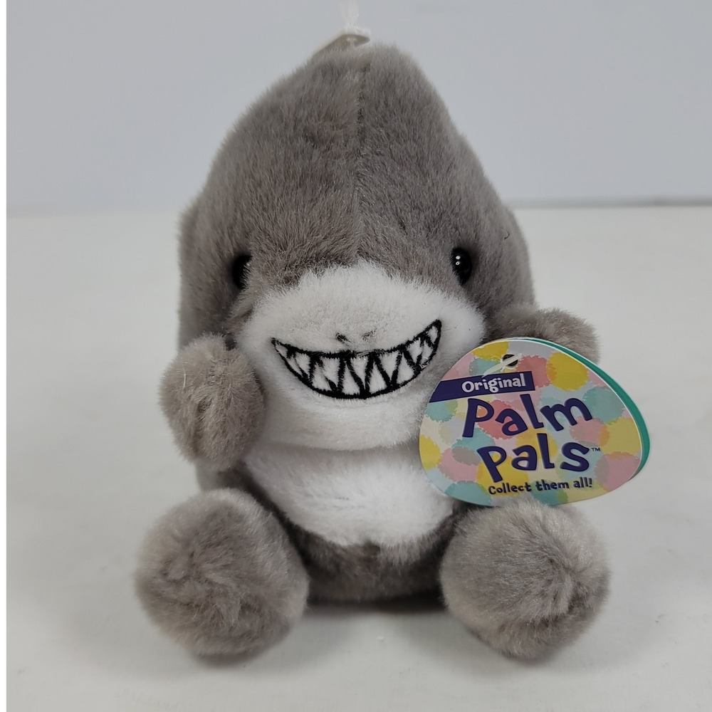Aurora Palm Pals Shark Plush Gray White Stuffed Animal Toy 5 inch Mini Bean Bag